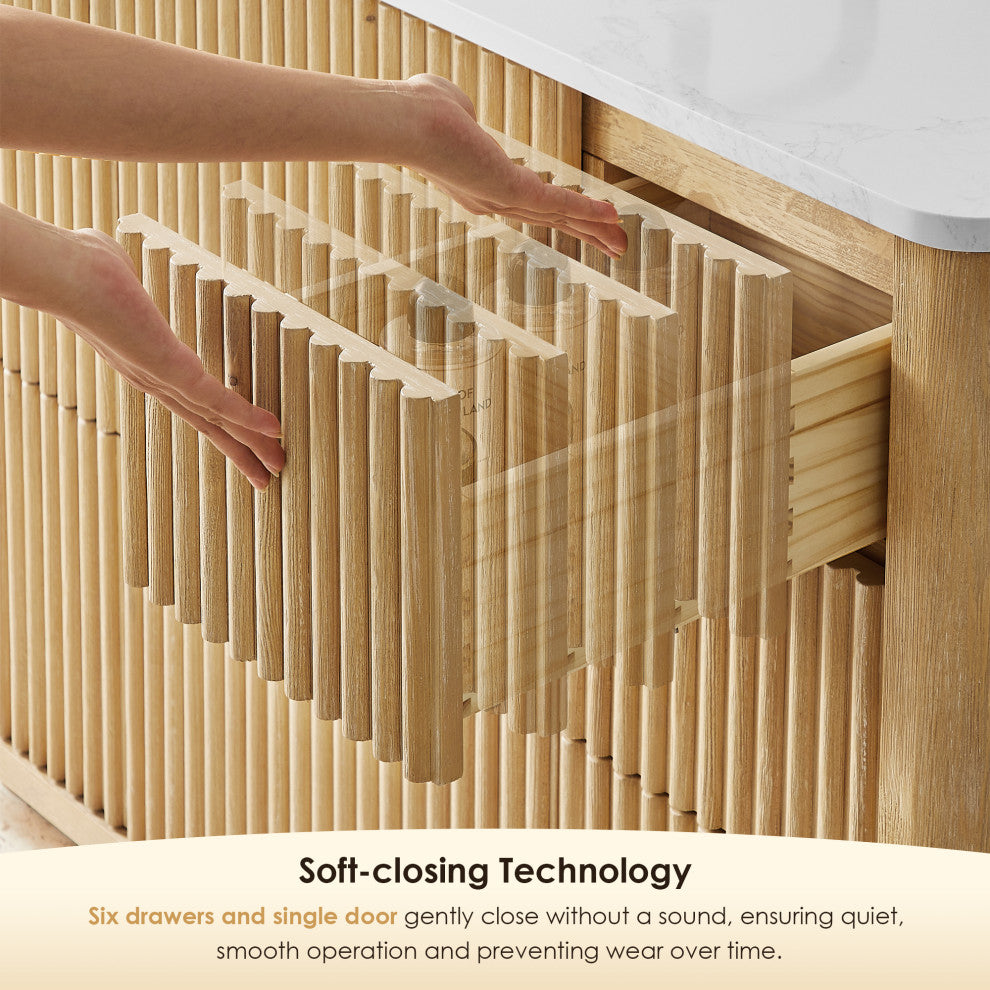 Clayton Bathroom Vanity, Washed Light Brown, 48", No Mirror