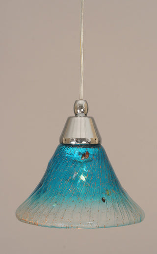 Cord Mini Pendant, Chrome/Teal Crystal