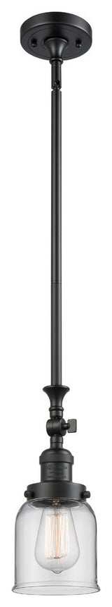 1-Light Small Bell 5" Pendant, Matte Black, Glass: Clear