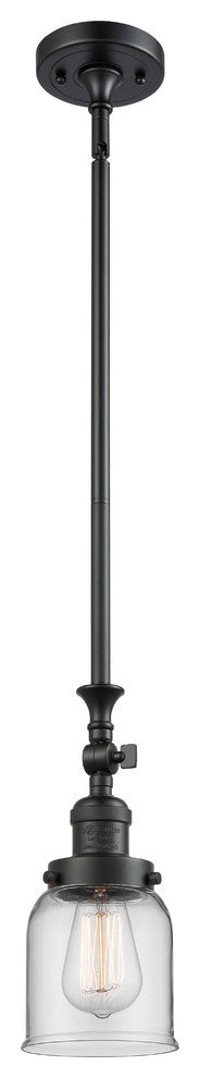 1-Light Small Bell 5" Pendant, Matte Black, Glass: Clear