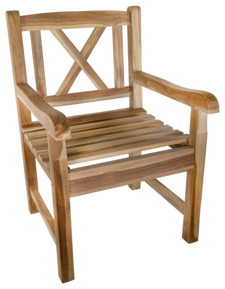 Nordic Style Teak Wood Natural Dining Chair with Arm Rests
