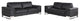 2-Piece Indoor Black Italian Leather Five Person Seating Set