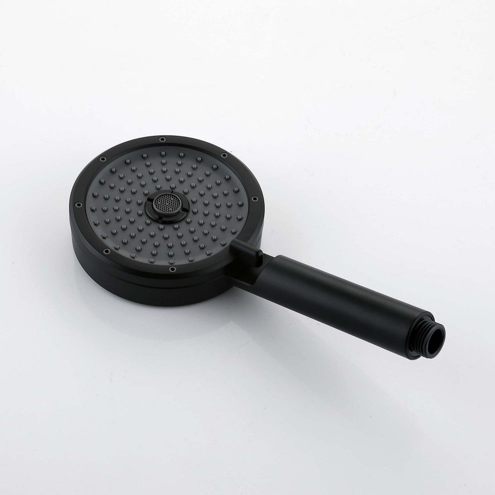 Thermostatic Wall Mounted Shower System with Multi-Function Hand Shower, Matte Black
