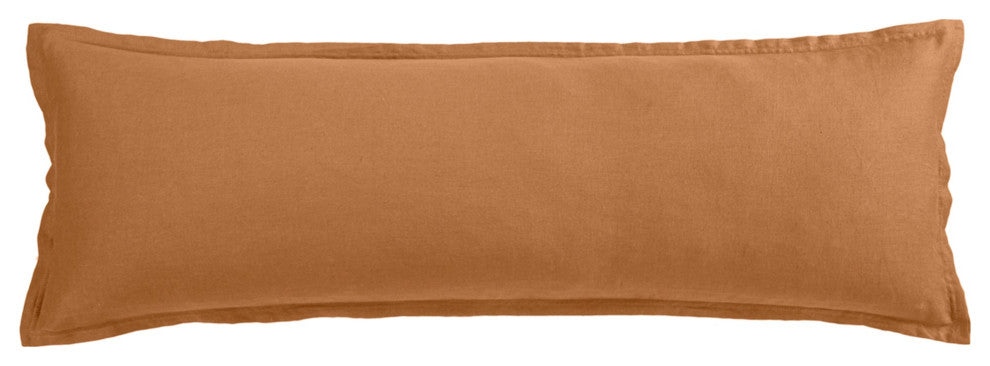 100% French Flax Linen Long Lumbar Pillow, 14" x 42", Caramel, 1PC