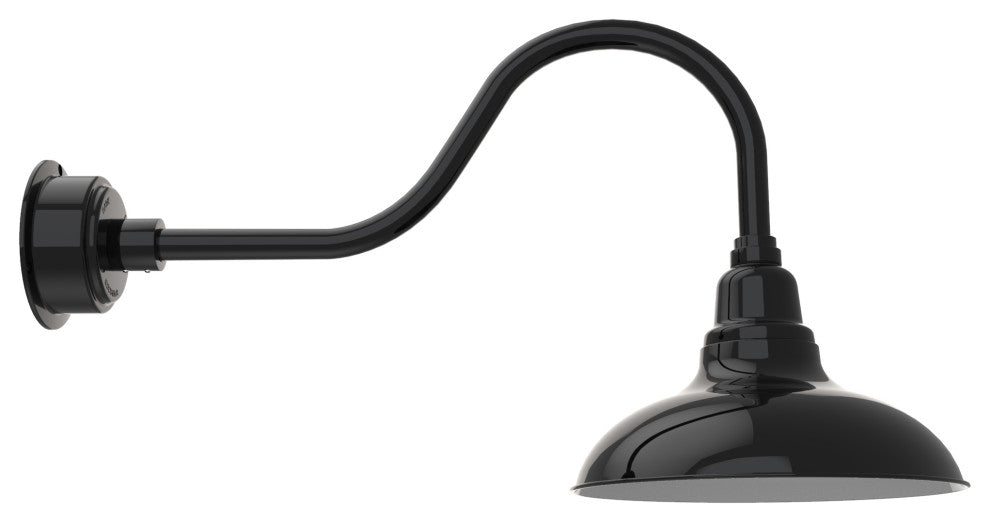 12in.  Black Gooseneck Barn Light with Contemporary Arm