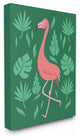 Pink Flamingo Green Leaves XXL Stretched Canvas Wall Art, 30"x40"