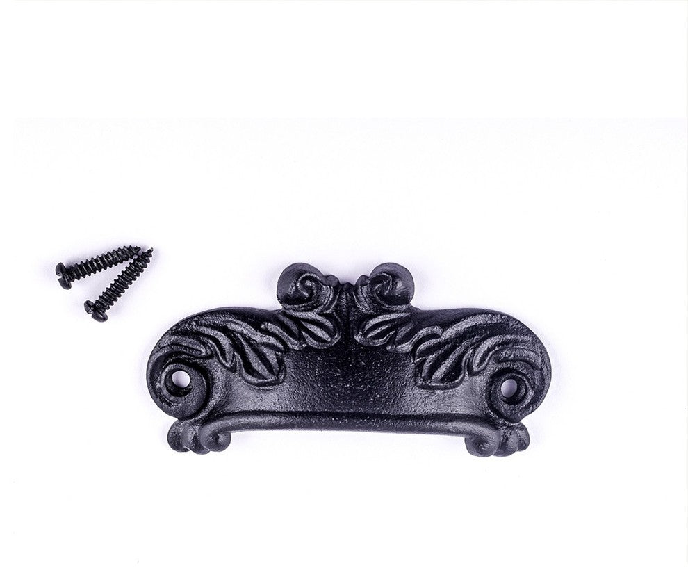 Cabinet or Drawer Bin Pull Black Iron Cup 4 inch W x 1 1/2 inch H