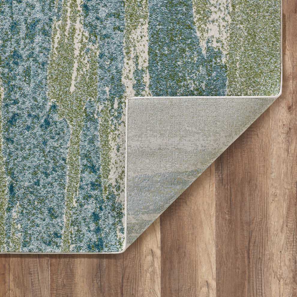 5"x8" Blue Sage Impressionistic Ocean Area Rug