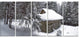 House in Magic Winter Forest, Landscape Canvas Art Print, 60"x28", 5 Panels