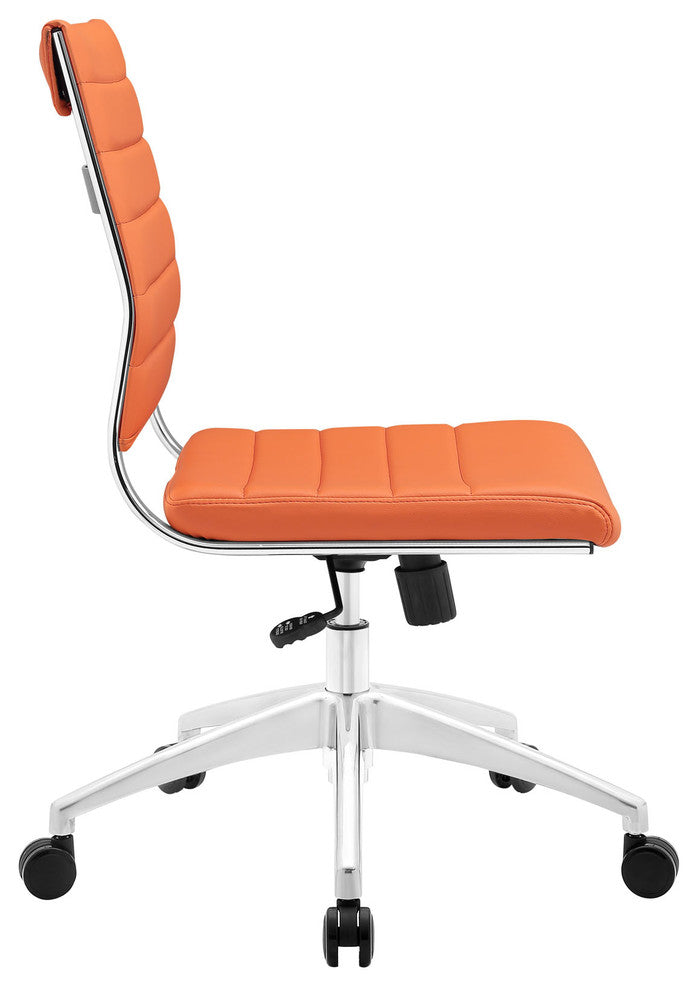 Modern Contemporary Office Chair, Orange Faux Leather
