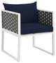 Stance Outdoor Patio Aluminum Dining Armchair White Navy