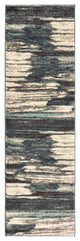 8' Ivory Blue Gray Abstract Layers Indoor Runner Rug
