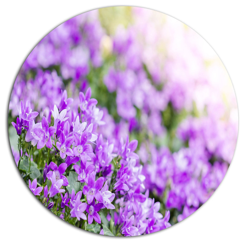 Beautiful Campanula Flower Bouquet, Floral Round Metal Wall Art, 23"