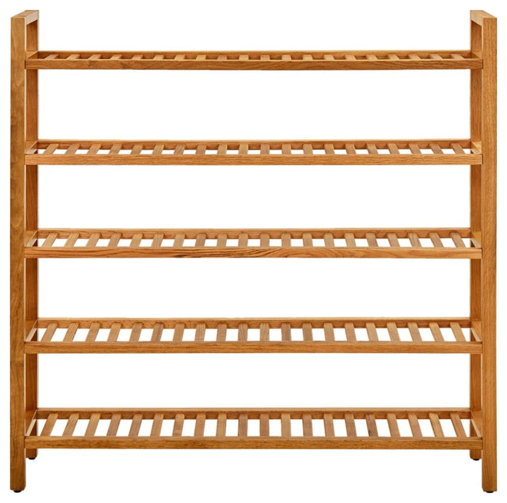 Vidaxl Shoe Rack With 5 Shelves 39.3"x10.6"x39.3" Solid Oak Wood