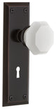 New York Plate with Keyhole Privacy Waldorf White Milk Glass Knob