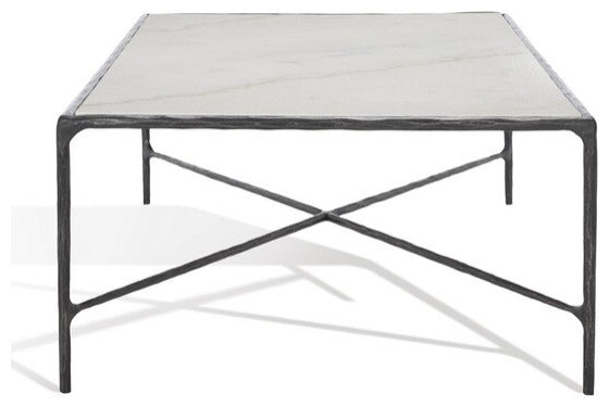 Safavieh Couture Jessa Rectangle Metal Coffee Table, Black / White