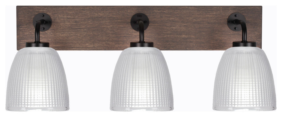 Oxbridge, Bath Bar, Matte Black & Painted Distressed Metal, 5" Clear Ribbed