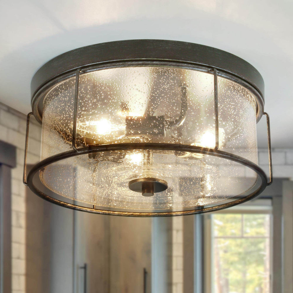 LNC 3-lights Modern and Brushed Black LED Flush Mount Ceiling lamp