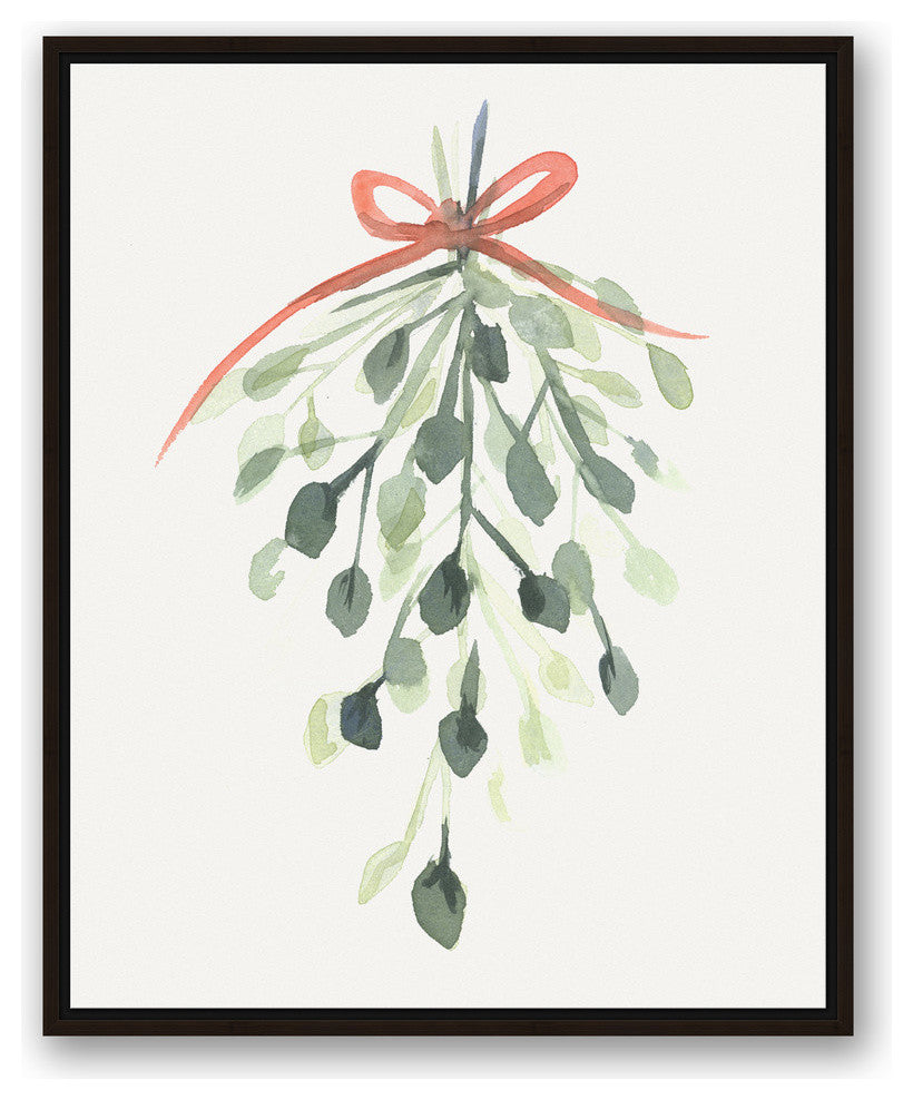 Watercolor Mistletoe Canvas Wall Art, Framed, 24"x30"