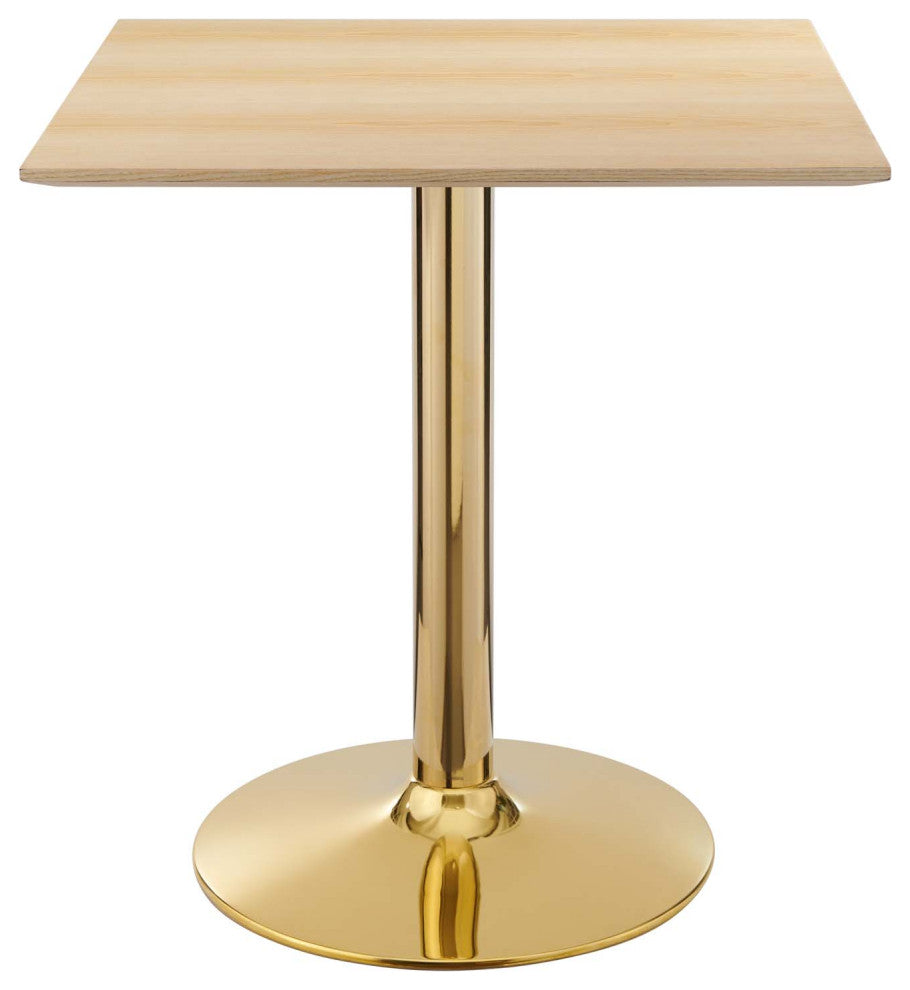 28" Dining Table, Square, Natural Gold, Metal, Modern, Mid Century
