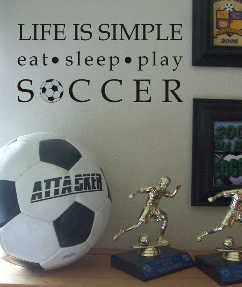 Life is Simple-Soccer Wall Decal, 12", White