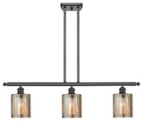 3-Light Cobbleskill 36" Island Light, Matte Black, Glass: Mercury