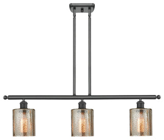 3-Light Cobbleskill 36" Island Light, Matte Black, Glass: Mercury
