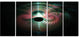 Green Pink Magical Lights, Abstract Art on Canvas, 60"x28", 5 Panels