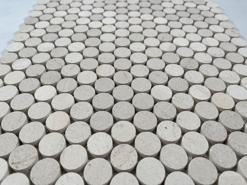 Golden Beach Moleanos Beige Limestone Quarter Round Mosaic Tile Honed, 1 sheet