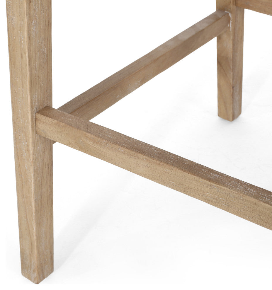 Oneida Rustic Fabric Upholstered Wood and Cane 30 inch Barstools, Set of 2, Beige