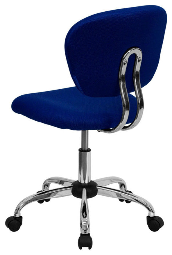 Mid-Back Blue Mesh Swivel Task Chair with Chrome Base