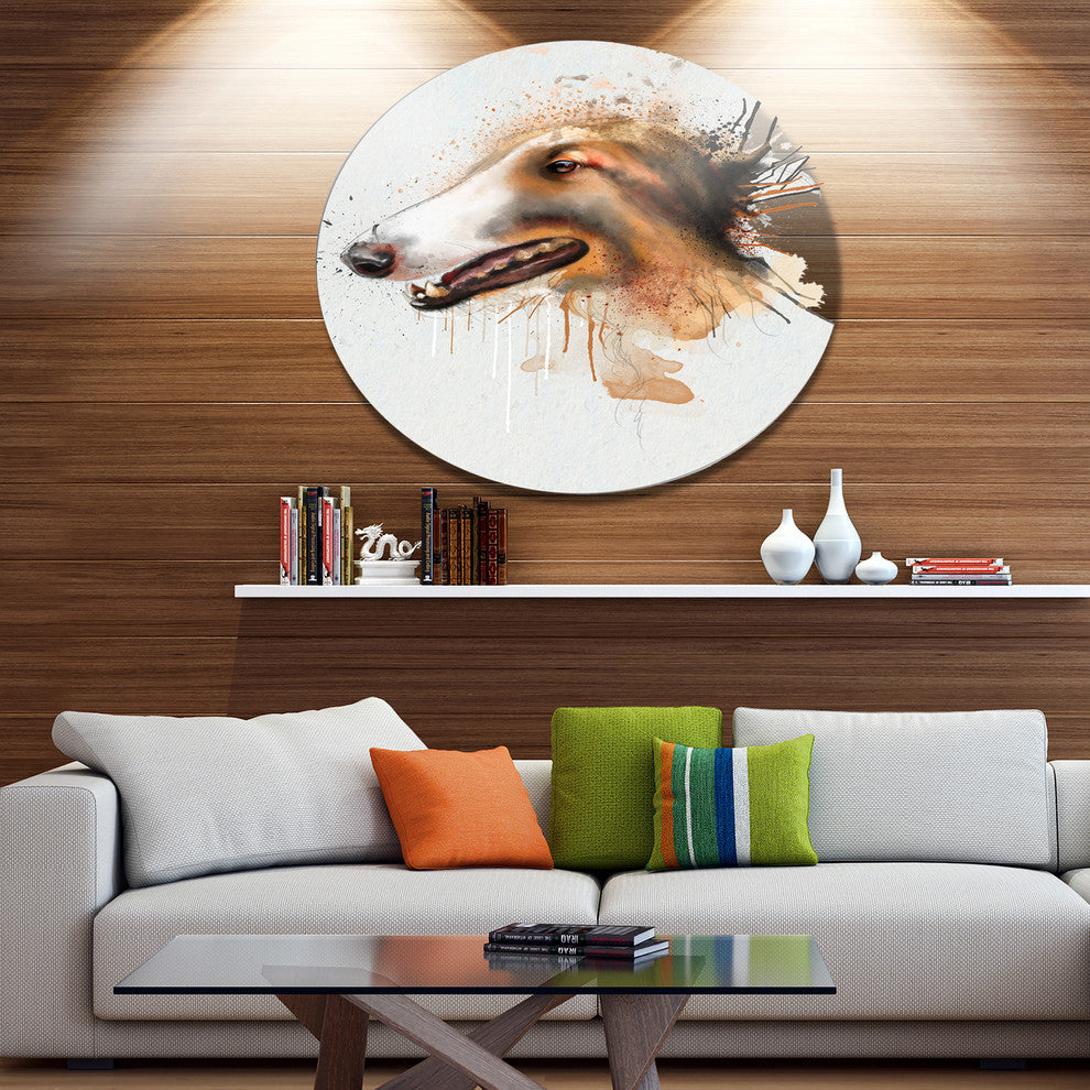Brown Dog Portrait Watercolor, Animal Large Disc Metal Wall Art, 23"