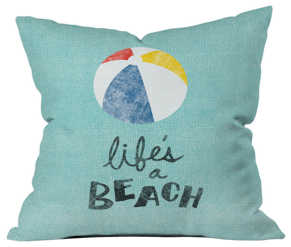 Nick Nelson Lifes A Beach Outdoor Throw Pillow, 16x16x4