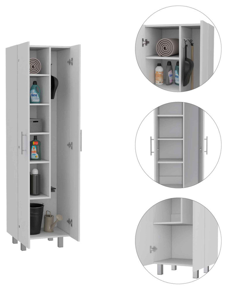 Gewnee 2-Door Rectangle Closet Pantry White