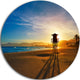 Colorful Sunset In Valencia, Modern Beach Round Wall Art, 11"
