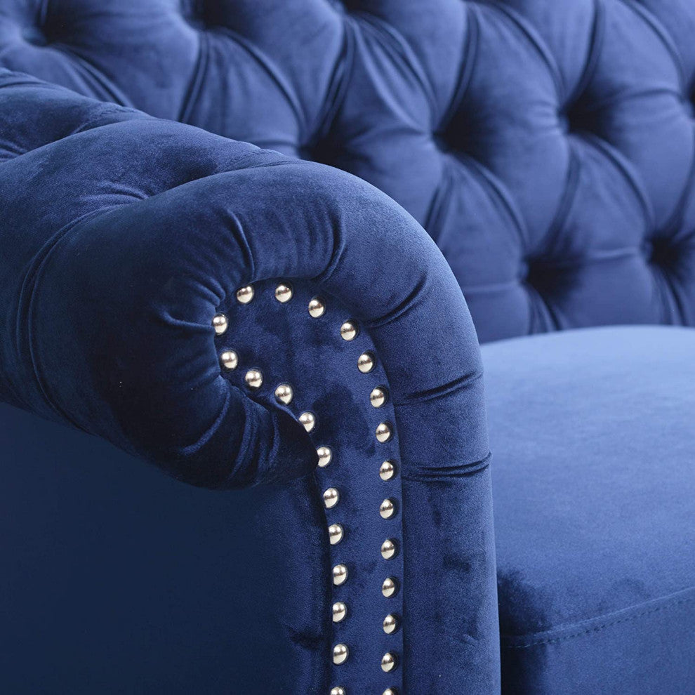Chesterfield Sofa With Rolled Arms and Diamond Button Tufted Backrest,
