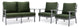 LeisureMod Walbrooke 3-Piece Patio Set With Gray Aluminum Frame and Cushions, Green