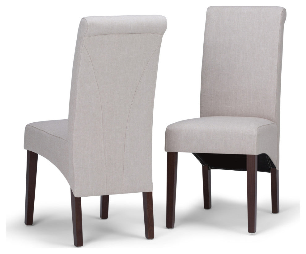 Avalon Deluxe Parson Dining Chair (Set Of 2) In Light Beige Linen Look Fabric