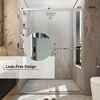 48-in x 76-in Frameless Sliding Shower Door, Chromed