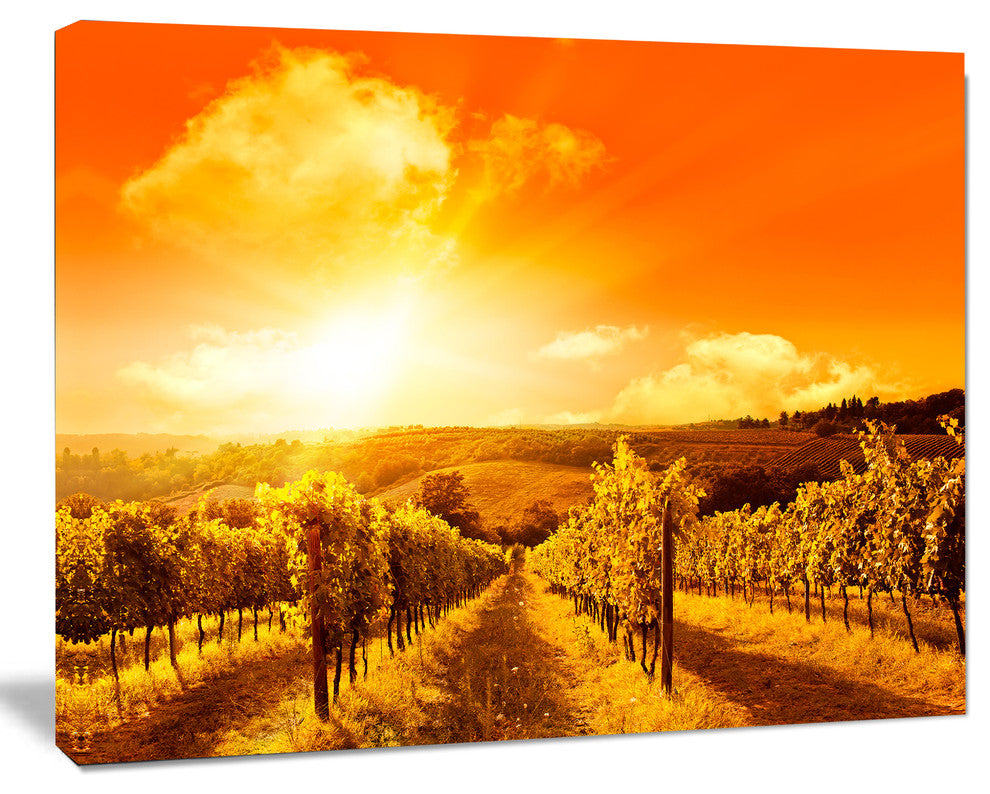 Scenic Sunset Road in Italy, Large Landscape Canvas Art, 60"x28"