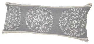 Casual Mandala Medallion Lumbar Pillow with Tufted Border