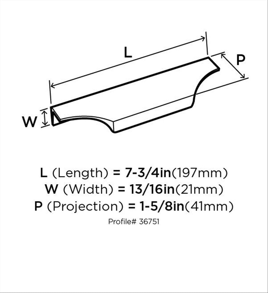 Extent 4-9/16" CTC Cabinet Edge Pull, Satin Nickel
