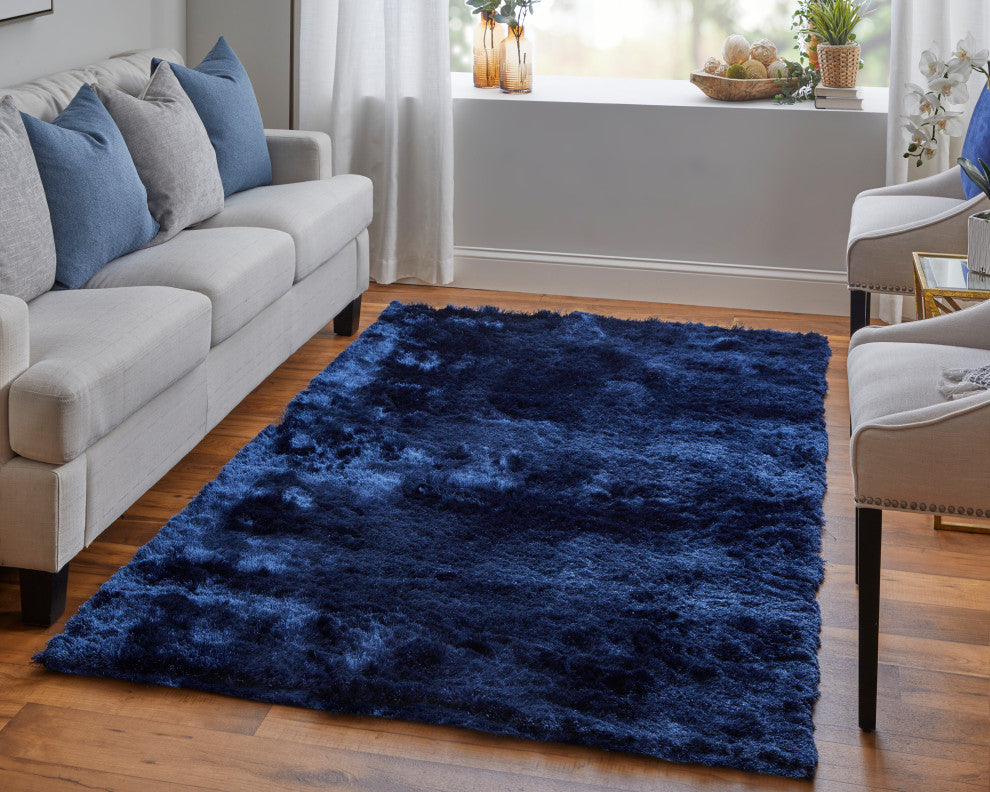 Weave & Wander Armada Plush Shag Rug, Dark Blue, 7'6"x9'6"