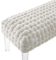 Prologue Woven Performance Velvet Ottoman, White