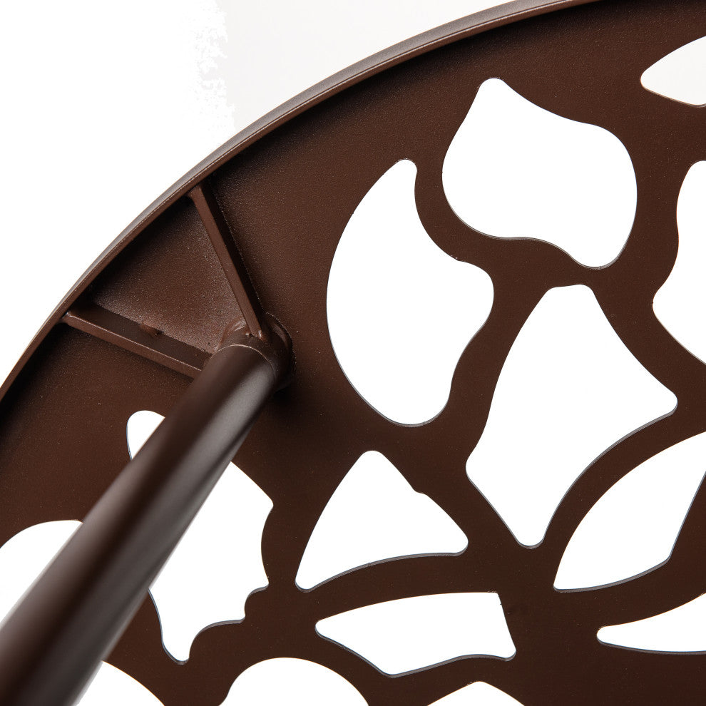 Leisuremod Devon 5-Piece Aluminum Dining Set With Table and 4 Armchairs, Brown