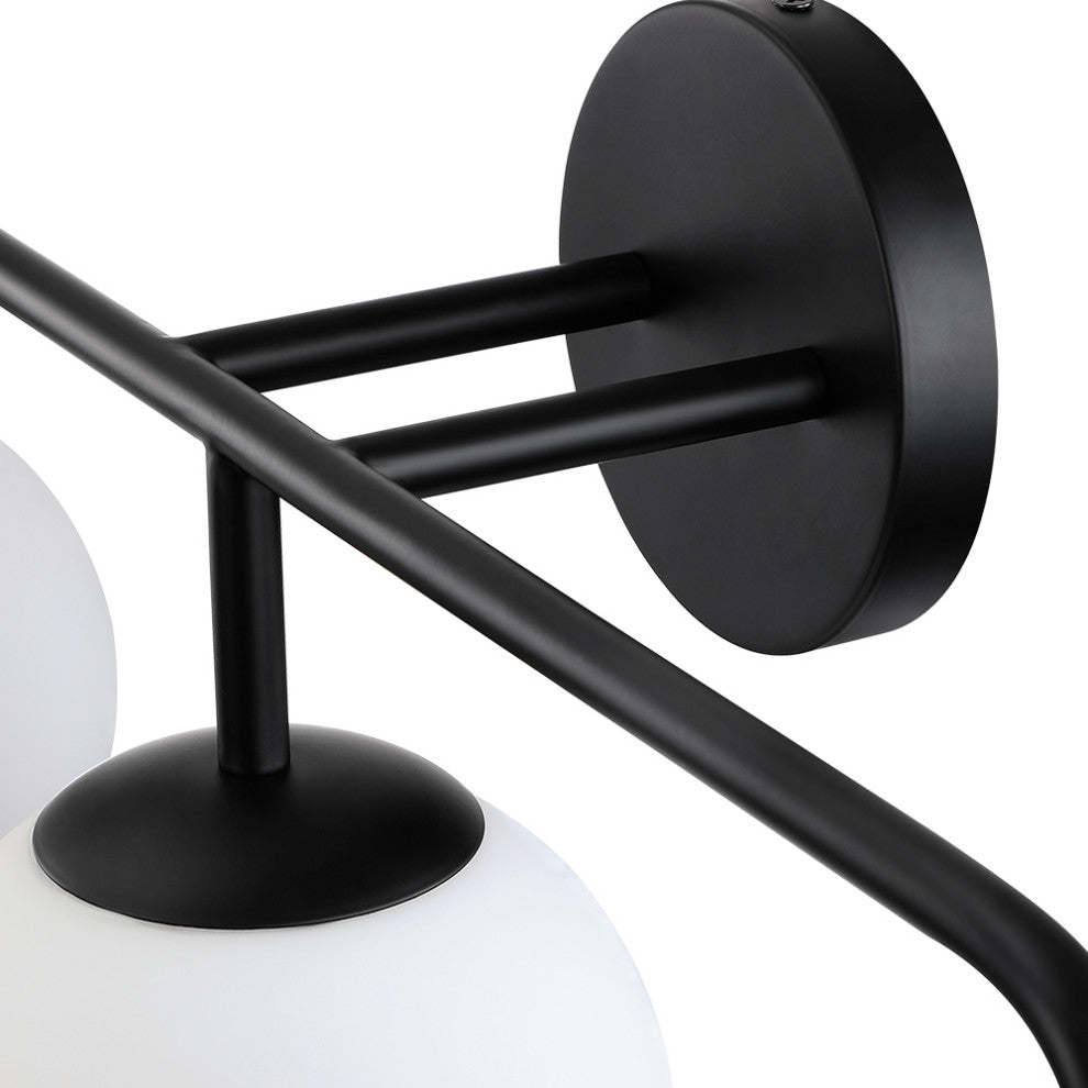 26.3in. W 3-Light Black Vanity Light With Globe Shades