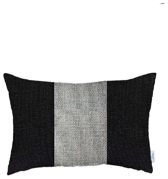 Set of 2 Black and White Lumbar Pillow Covers
