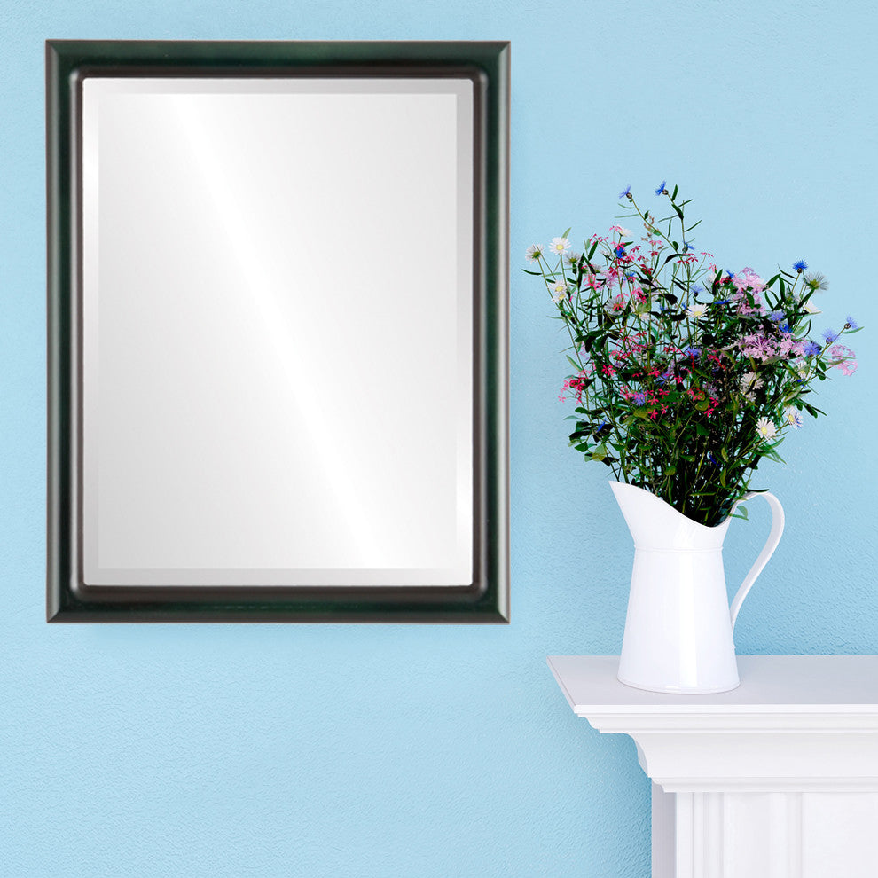 Pasadena Framed Rectangle Mirror, Hunter Green, 13"x17"