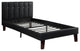 Wooden Full Bed With Black PU Tufted Head Board, Black Finish