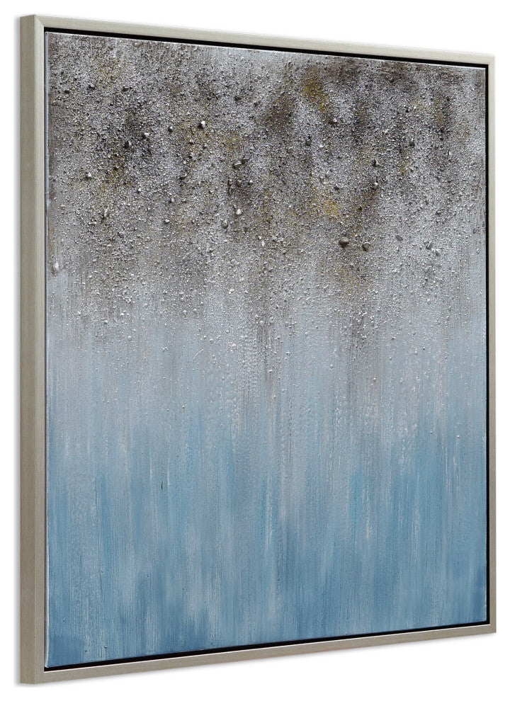 Blue Shadow Abstract Textured Metallic Hand Painted Wall Art by Martin Edwards